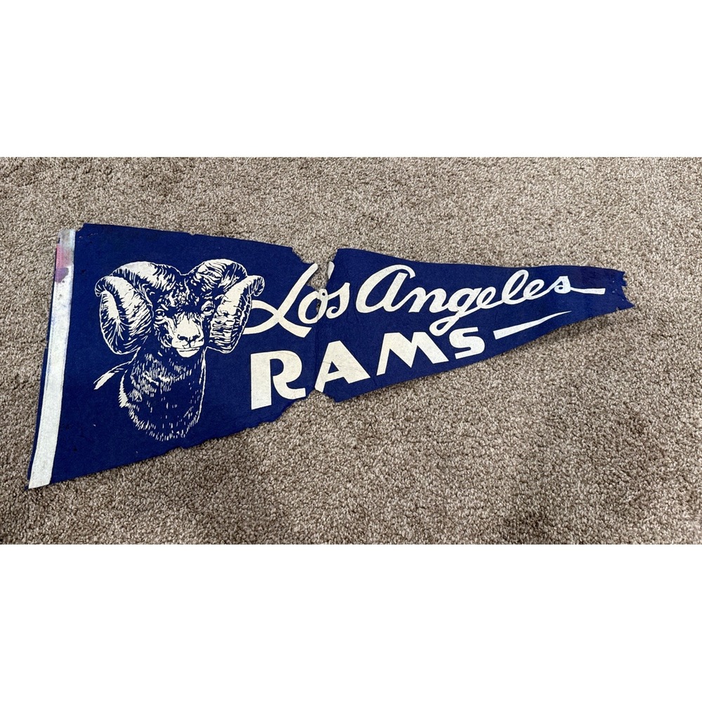 Vintage 1950s Los Angeles Rams NFL 24" Felt Pennant Ram Head Football Rare
